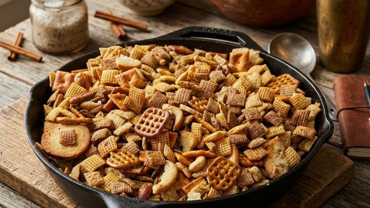 making chex mix at home.
